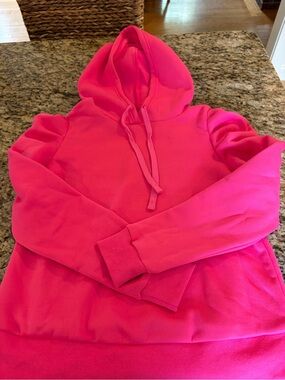 SHEIN Hot Pink Women's Hoodie Sweatshirt - cute sleeve detail